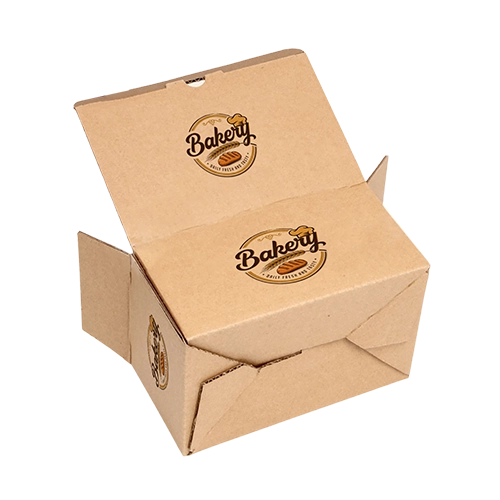 Auto lock box on recyclable kraft corrugated stock with full colour printing