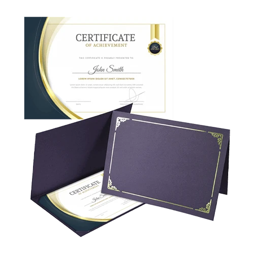 Letter size certificate holders with foiling suitable for certificates and diplomas
