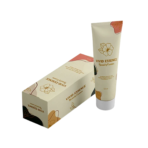 Full colour printed cosmetics tuck box and tube with soft touch lamination, perfect for beauty cream products